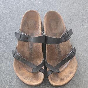 Birkenstock Mayari Black and Brown Strappy Sandals Size 38